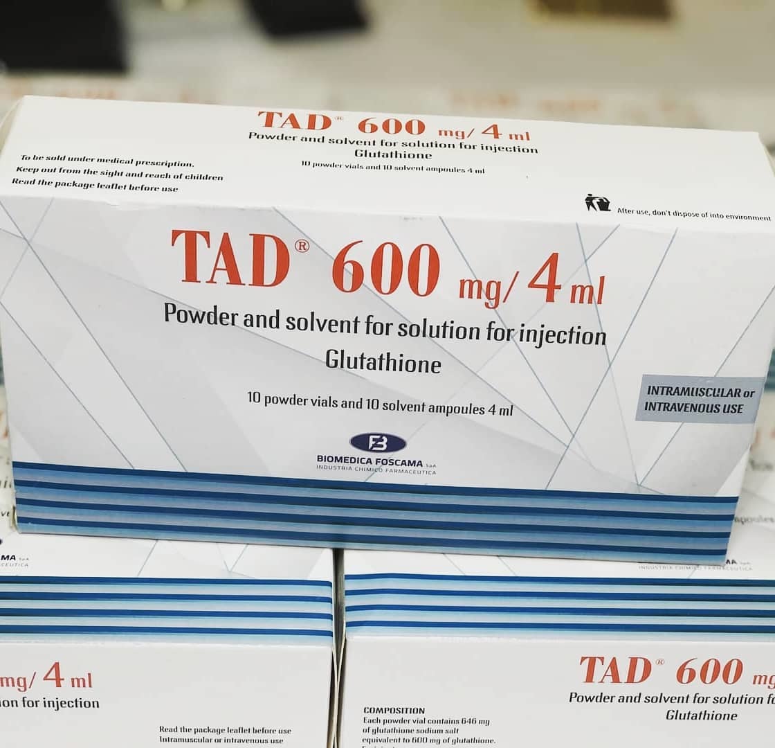 Купить Глутатион капельницы ТАД600 (Tad600) глутатион (Glutathione) дозировка 600мг 10 ампул в упаковке Biomedica Foscama Италия