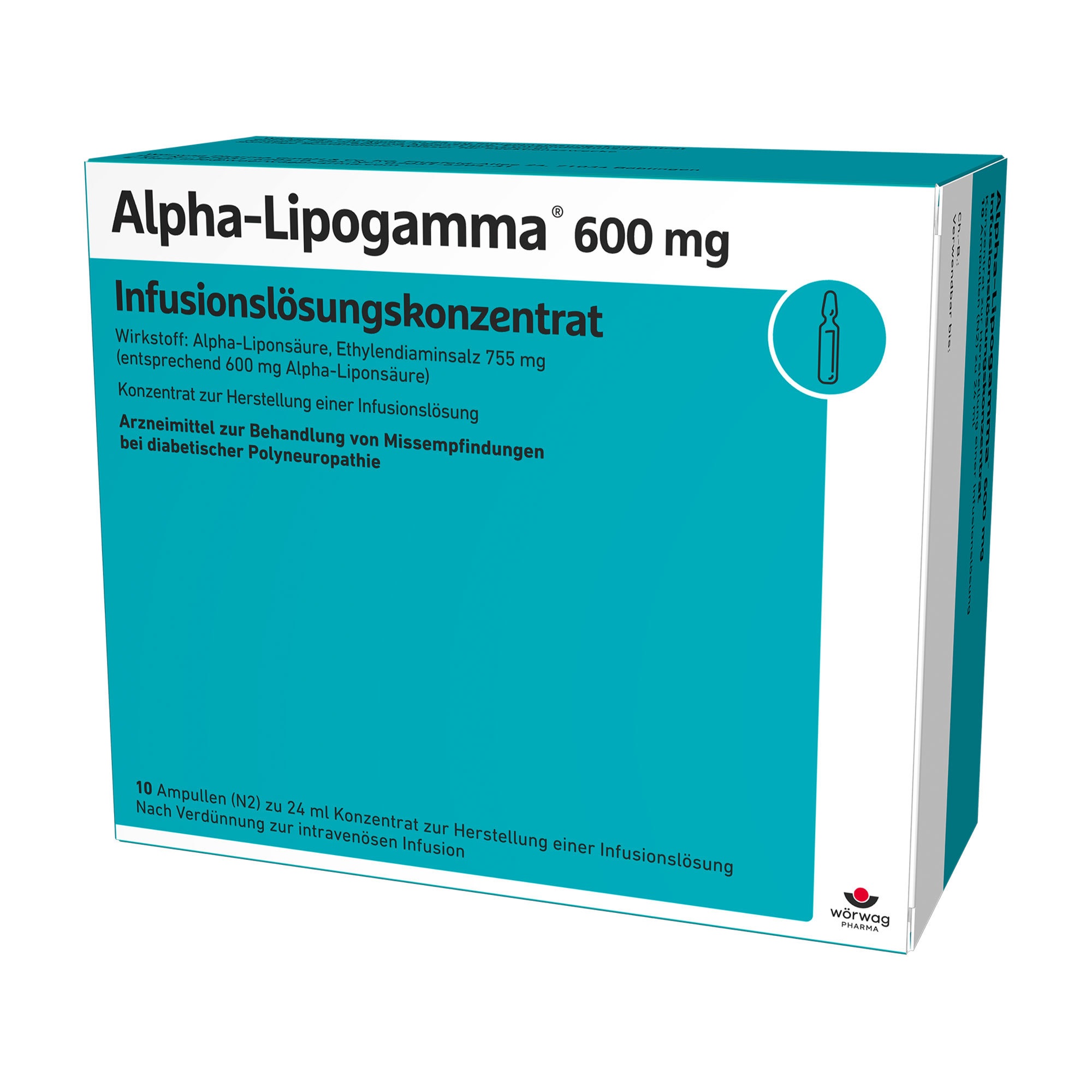 Альфа-липолевая (тиоктовая) кислота Германия ALPHA-LIPOGAMMA 600 10 ампул